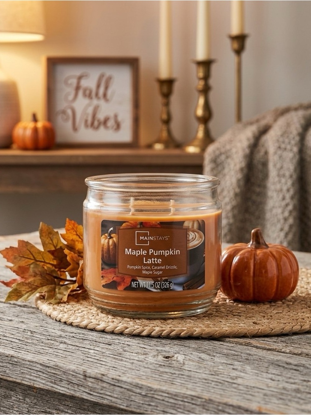 Mainstays Orange Maple Pumpkin Latte 3-Wick Jar Candle